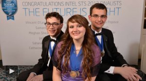 Sara Volz, Intel Science Talent Search winner, with second and third place winners