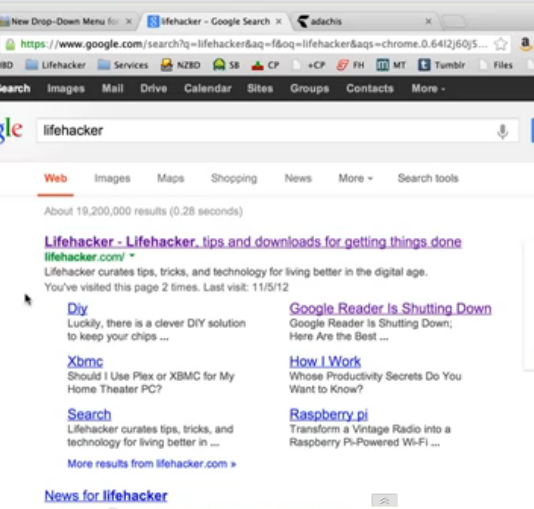 Google search results screenshot