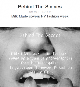 "Behind the Scenes" photographs of New York Fashion Week