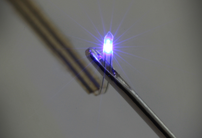LED fitting through the eye of a needle