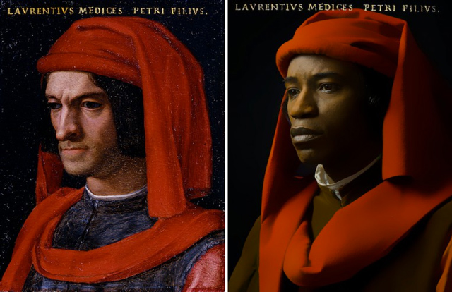 4. Rennaisance portrait of man (left); photograph of man (right)