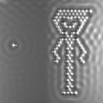 Single atom and atoms in the shape of a boy