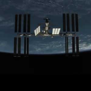 ISS against a backdrop of Earth and space