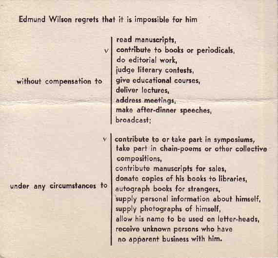 Wdmund Wilson decline letter