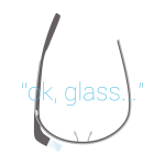 Google glass with "ok, glass.." superimposed