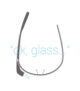 Google glass with "ok, glass.." superimposed