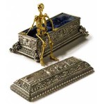 Miniature gold skeleton with silver gilt coffin