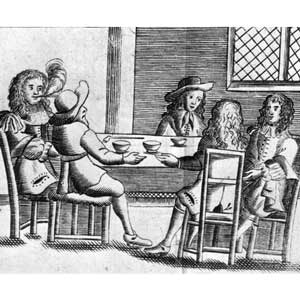 1600s men at coffeehouse