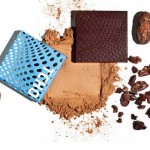 Tcho chocolate package, ground chocolate and cocoa nibs