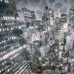 Artist's depiction of futuristic city