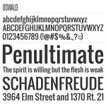 "Oswald" font with sample type