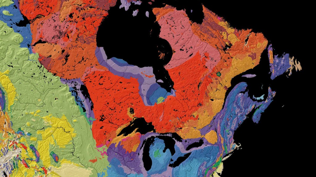 Geological map of Northern USA and Canada