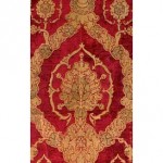 Red and gold velvet brocade with pomegranate motif