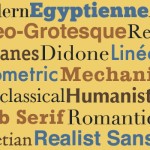 Collage of names of classifications of type