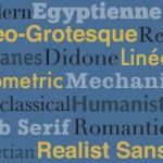 Collage of names of classifications of type