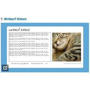 "Written? Kitten!" screen