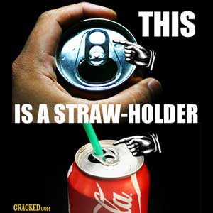 Aluminum can straw holder