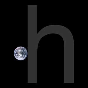 Earth next to "h" from "helvetica"