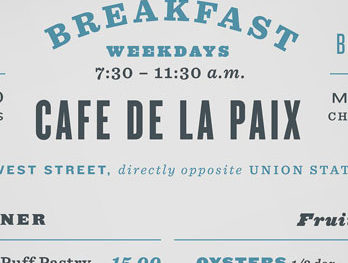 Cafe menu with five fonts