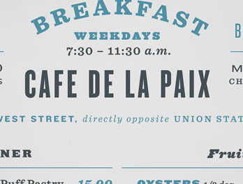 Cafe menu with five fonts