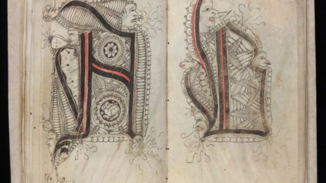 Decorative initials A and B