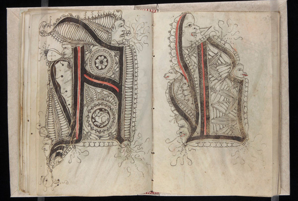 Decorative initials A and B