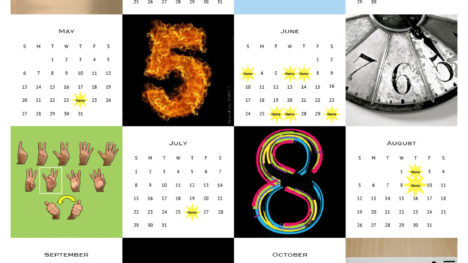 2018 Calendar — Month Numbers