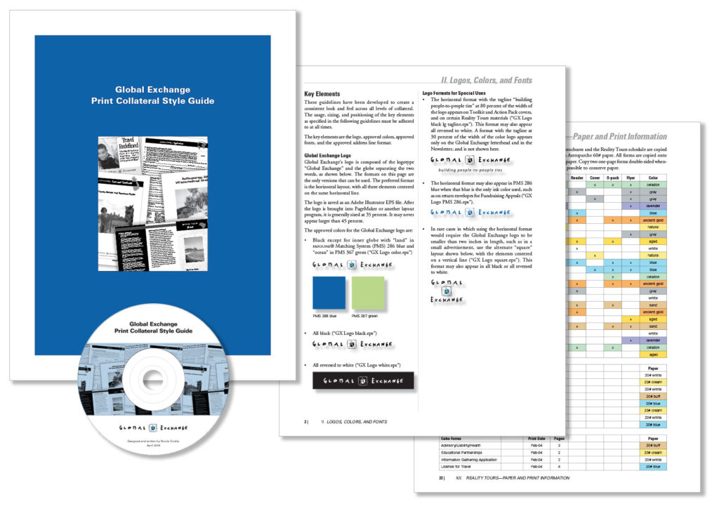 Style Guide - DVD and printed/PDF 24-page document details specs for logos, colors, fonts and all print collateral.