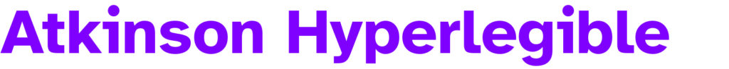 Type sample of Braille Institute font Atkinson Hyperlegible in purple