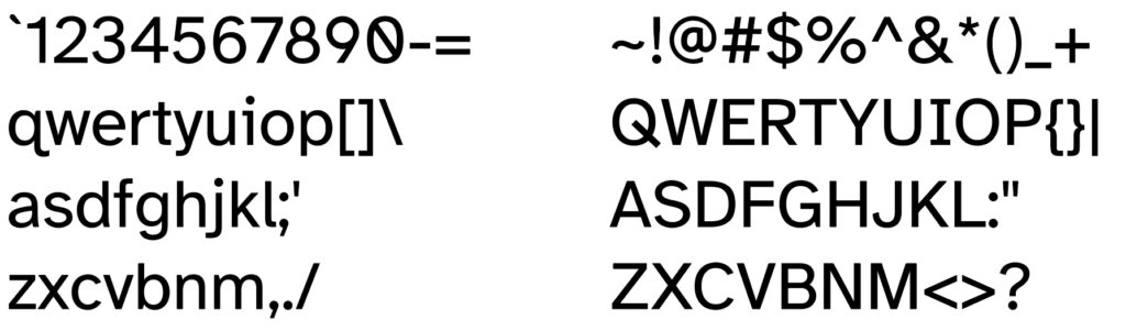 Atkinson Hyperlegible full sample (black) - all upper and lowercase characters