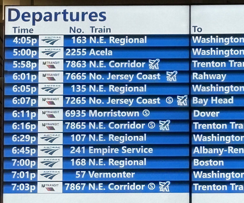 Penn Station departures board